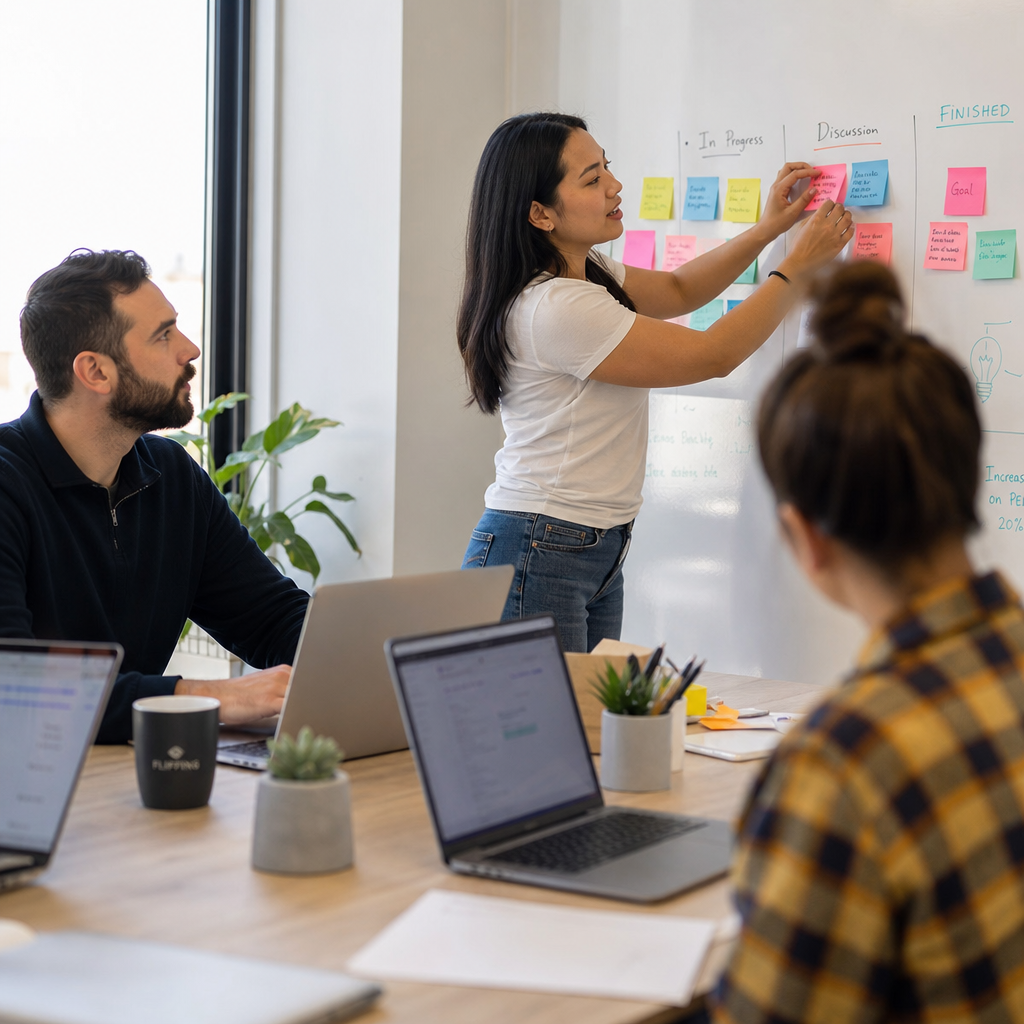 Team of professionals collaborating in an office setting